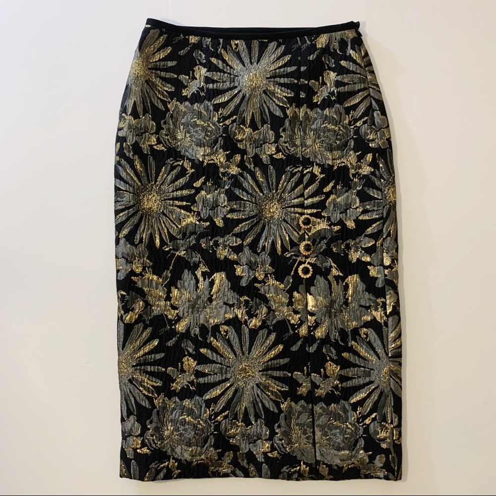 Trina Turk Metallic Floral Pencil Skirt